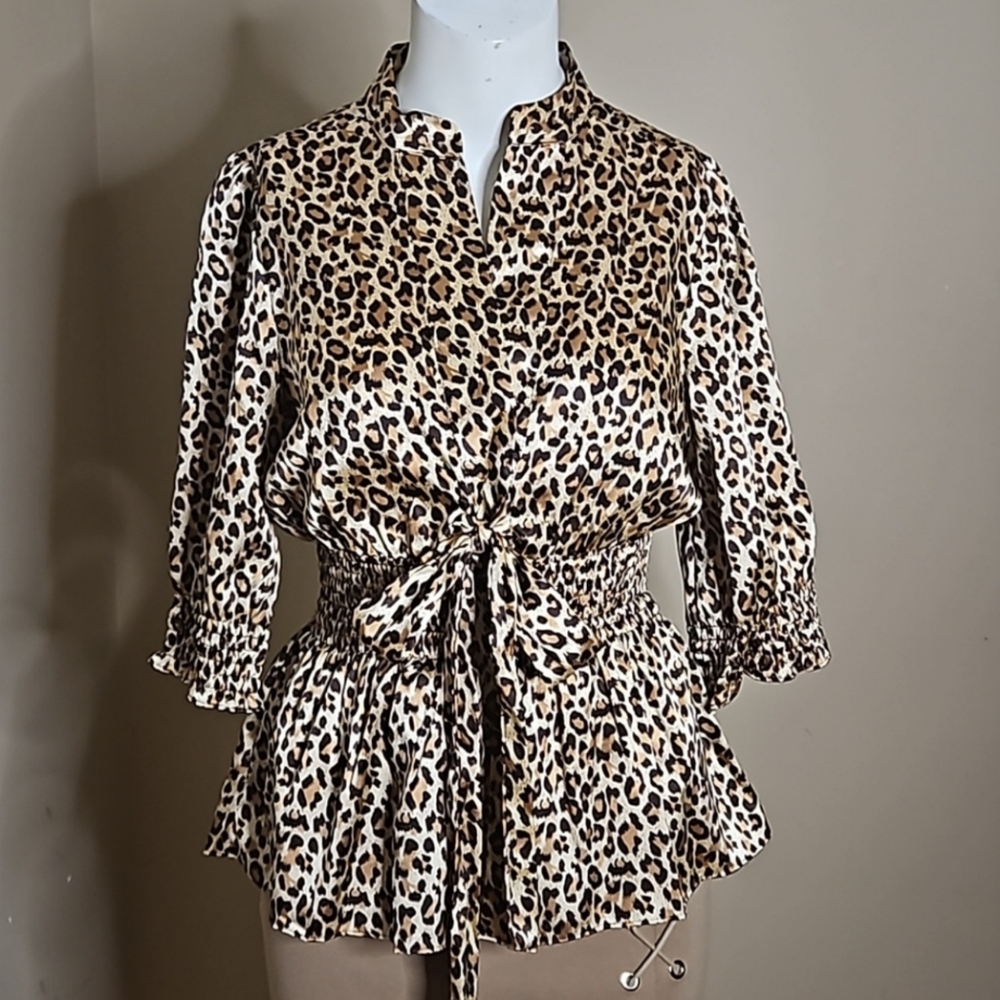 BCBGMAXAZRIA Leopard Blouse